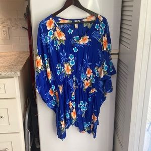 Blue and Hawaiian floral cover-up, shirt or dress